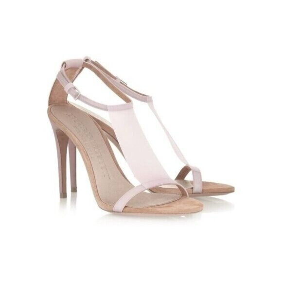 Burberry Taylor Translucent T-Strap Sandals in Blush Pink - Picture 1 of 13